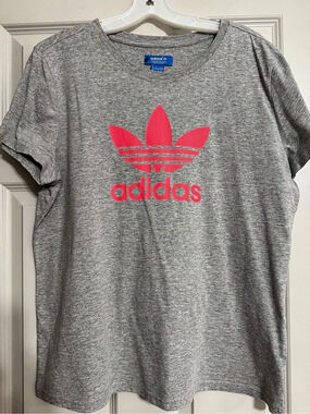 adidas Adicolor Classics Trefoil Tee Gray & Pink XL